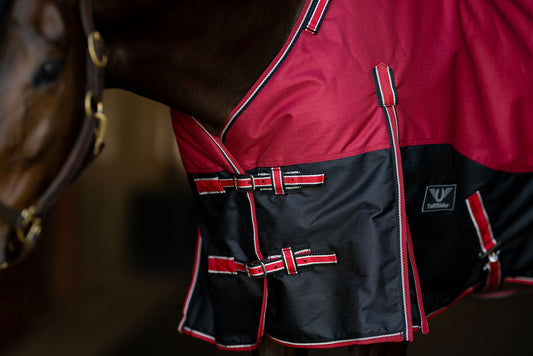 TuffRider Comfy Fit 1200 D RipStop Waterproof/Breathable  Comfy Winter Turnout Blanket Medium Weight 200 GSM Standard Neck W/Adjustable Neck