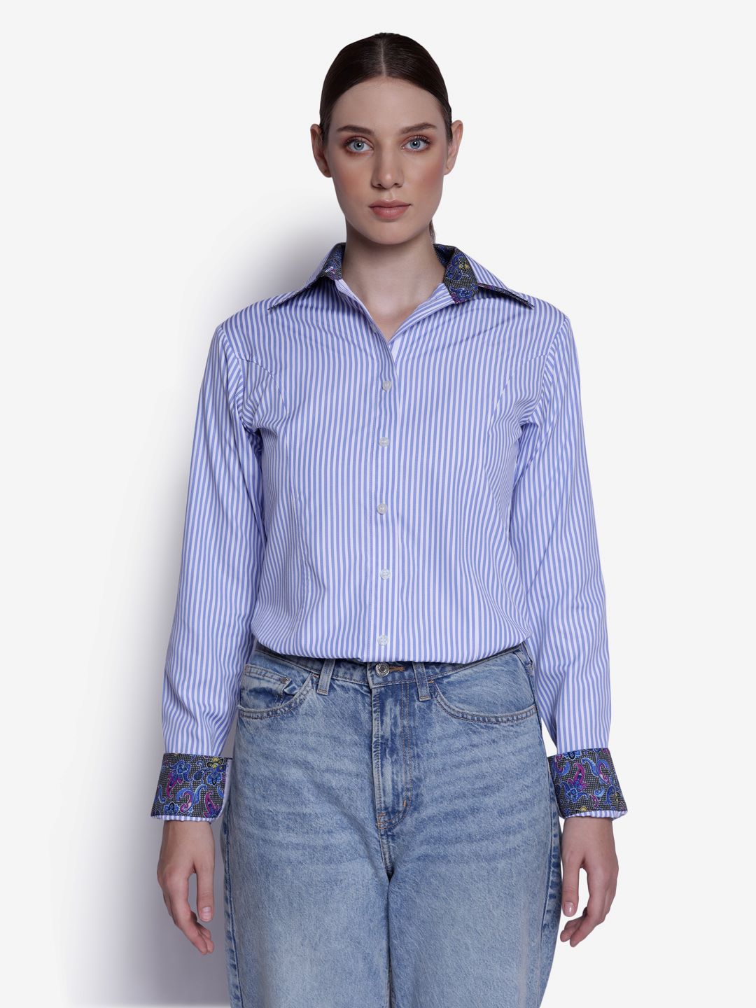 TuffRider Ladies ADEY Double Collar Stripe Shirt - Breeches.com