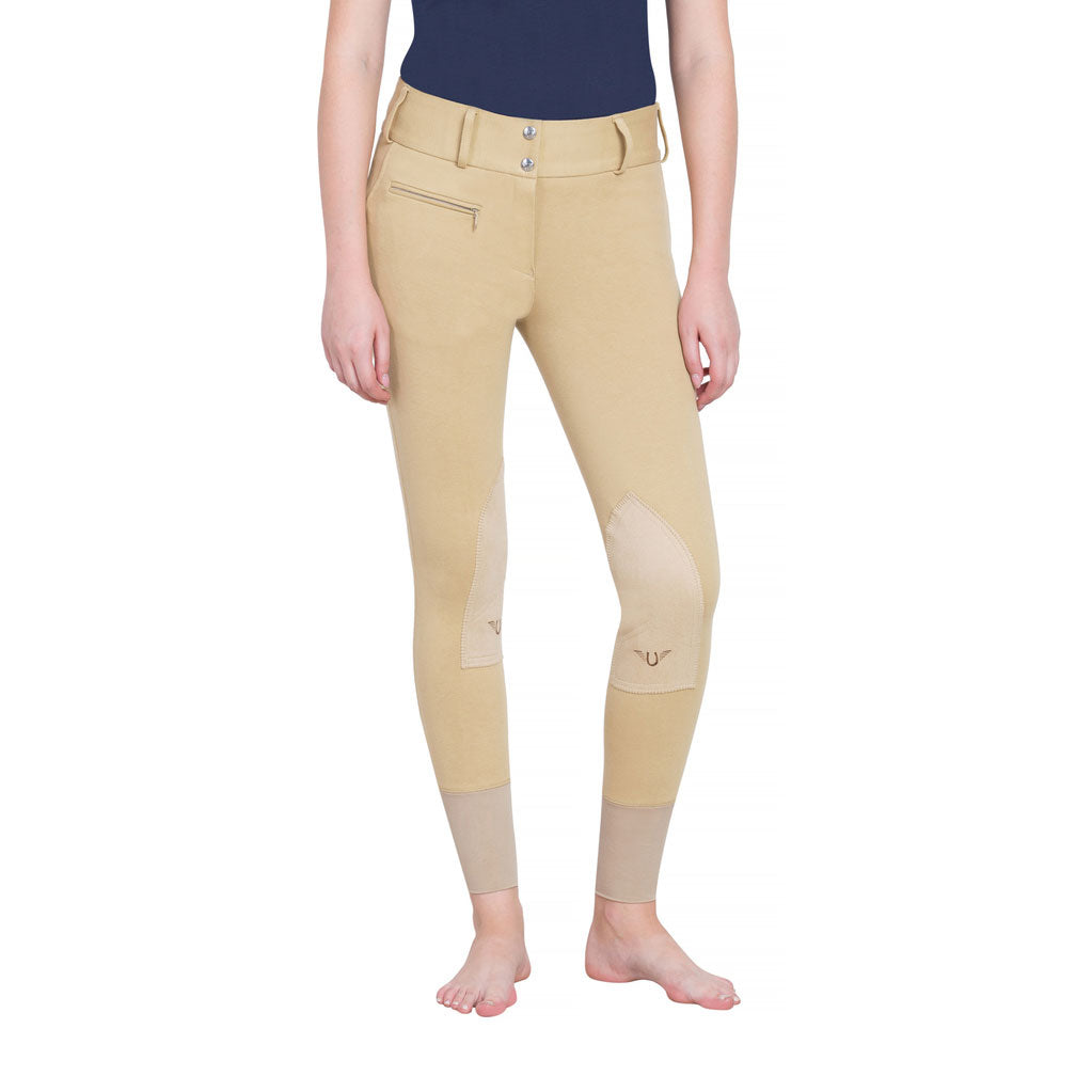 TuffRider Ladies Cotton Lowrise Wide Waistband Knee Patch Breeches