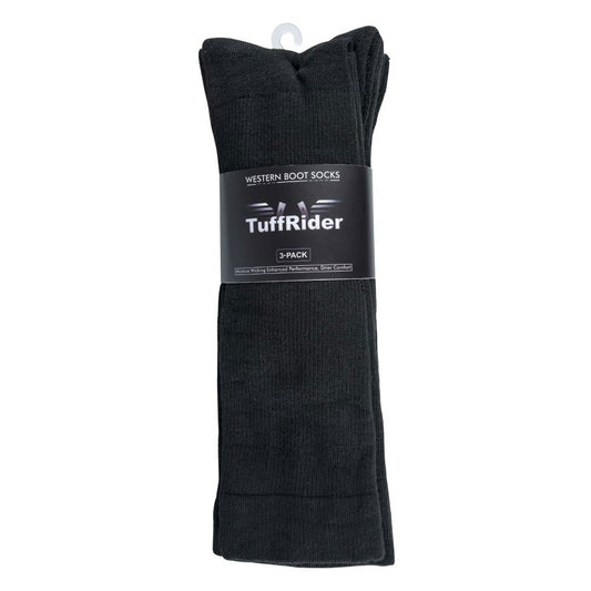 TuffRider EquiCool Western Boot Socks- Black- Pack of 3