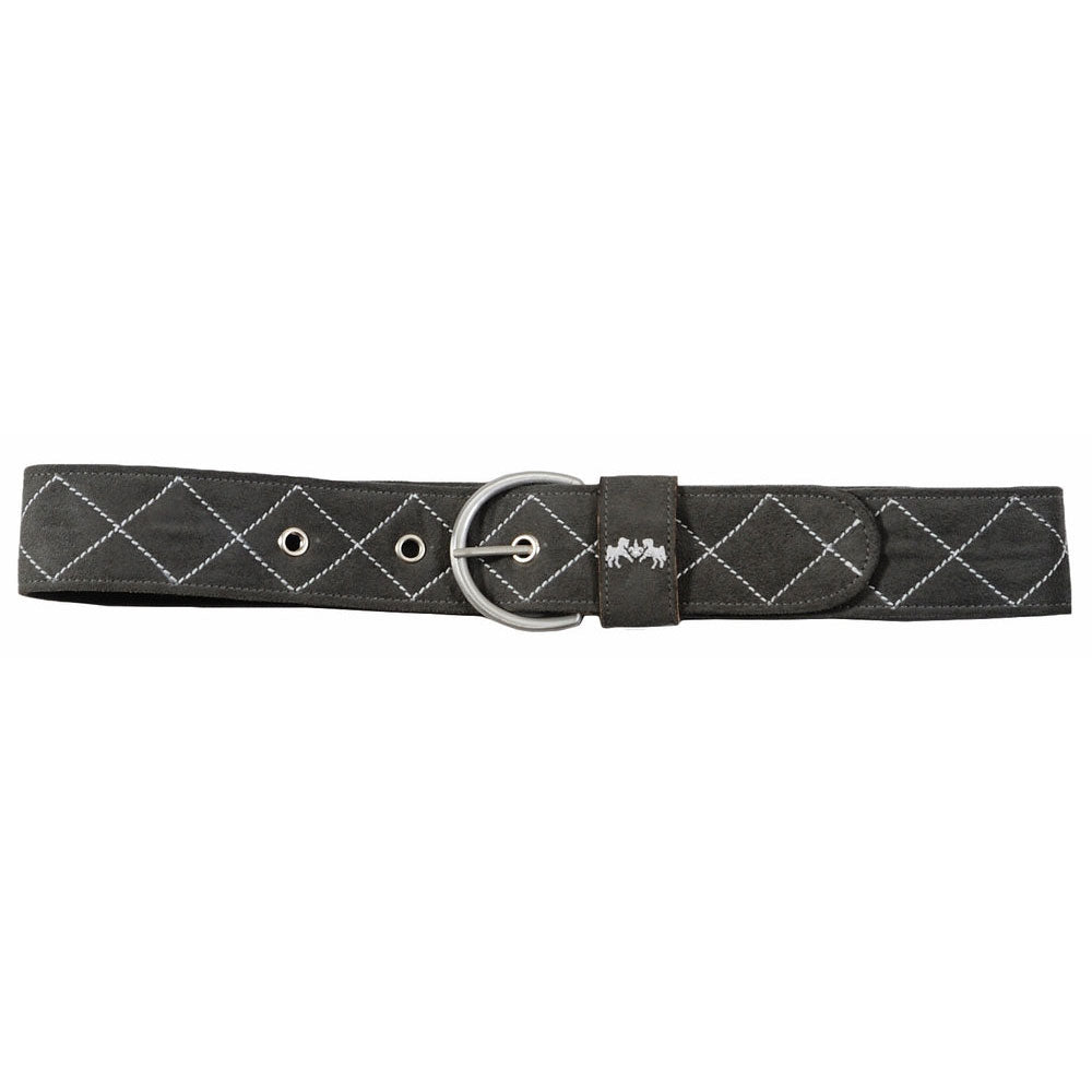 Equine Couture Diamond Quilted Suede Belt with Diagonal Line