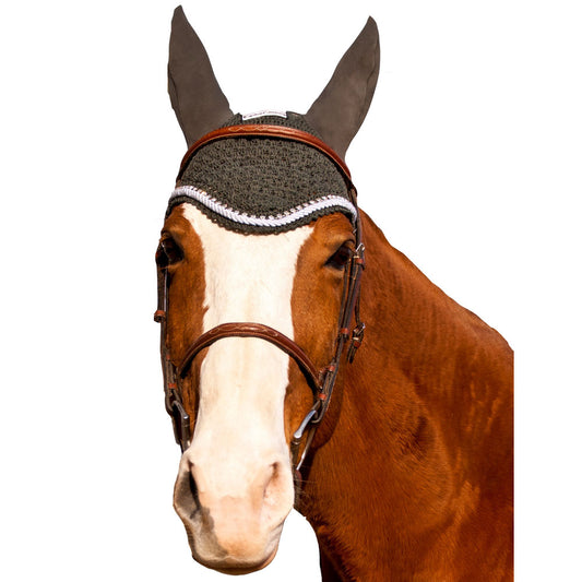 Equine Couture Fly Bonnet with Silver Rope & Crystals