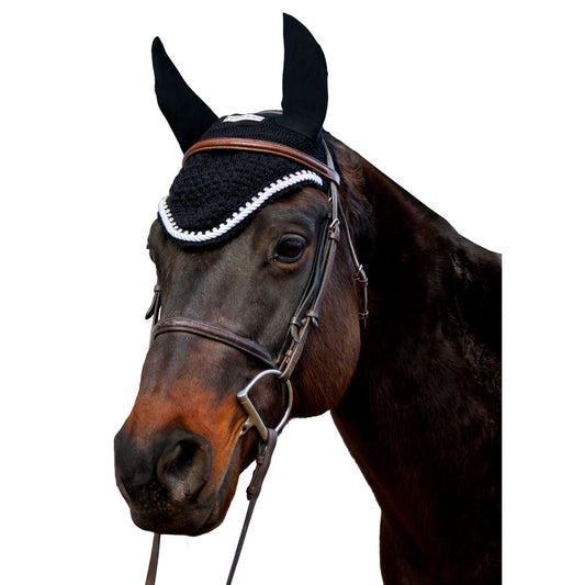 Equine Couture Fly Bonnet with Silver Rope & Crystals