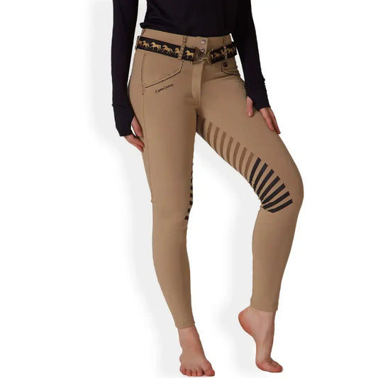 Equine Couture Saddle Stitch Extended Knee Patch Ladies Breeches