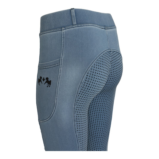 Equine Couture Ladies Denim Full Seat Silicon Tights with Phone Pocket- JPC Equestrian.com