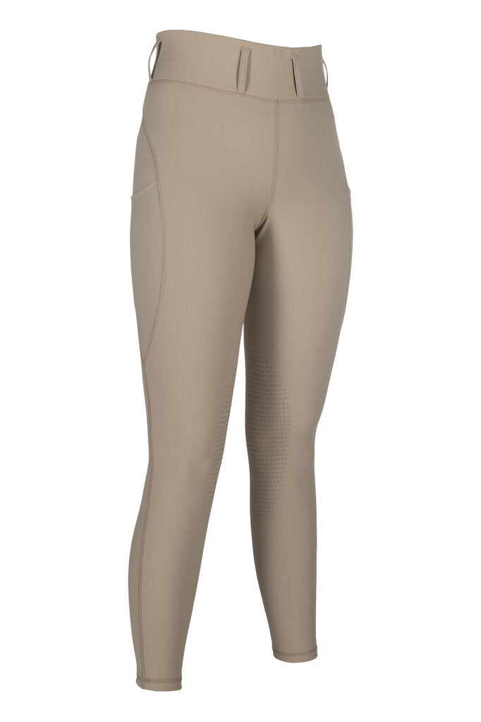 HKM Jil High Waist- Sil. Knee Patch Ladies Riding Leggings - JPC Equestrian.com