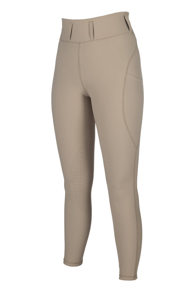 HKM Jil High Waist- Sil. Knee Patch Ladies Riding Leggings - JPC Equestrian.com