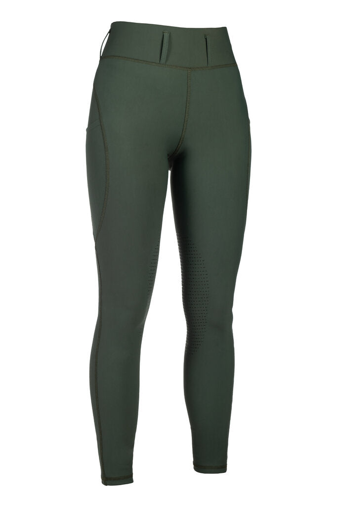 HKM Jil High Waist- Sil. Knee Patch Ladies Riding Leggings - JPC Equestrian.com