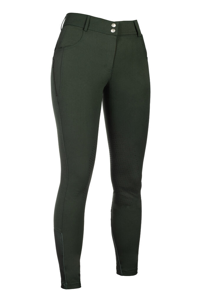 HKM Ari Mid Rise- Sil. Knee Patch Ladies Riding Breeches - JPC Equestrian.com