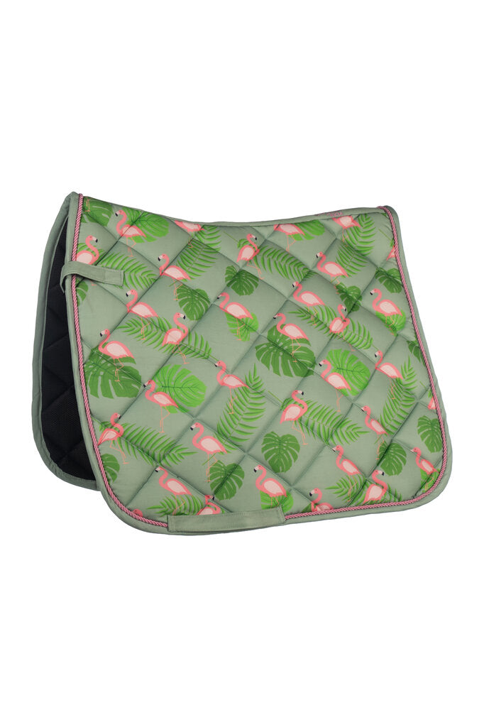 HKM Naples Saddle Cloth-Green/Pink - JPC Equestrian.com