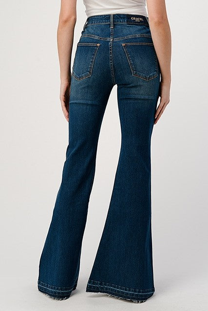 Grace in LA Ladies High Flaire Slit Jean