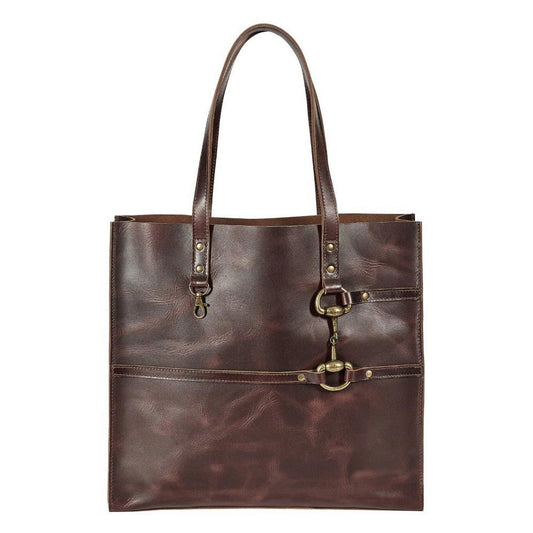 AWST Int'l Snaffle Bit Leather Tote Bag