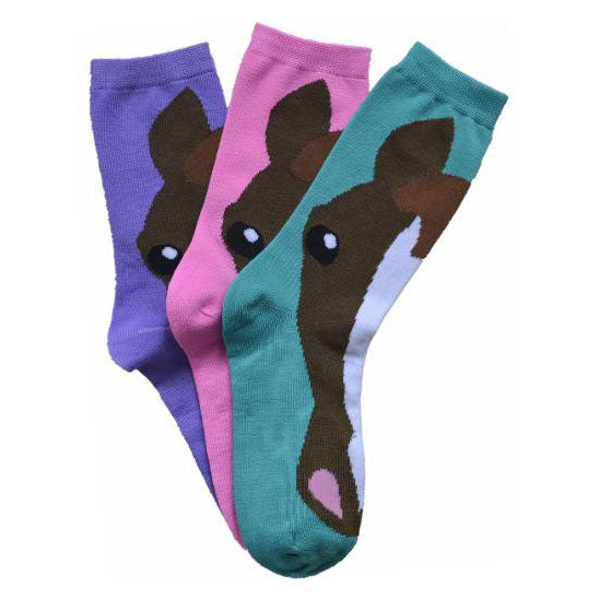 AWST Int'l Ladies' Horse Face Crew Socks- 3-Pack