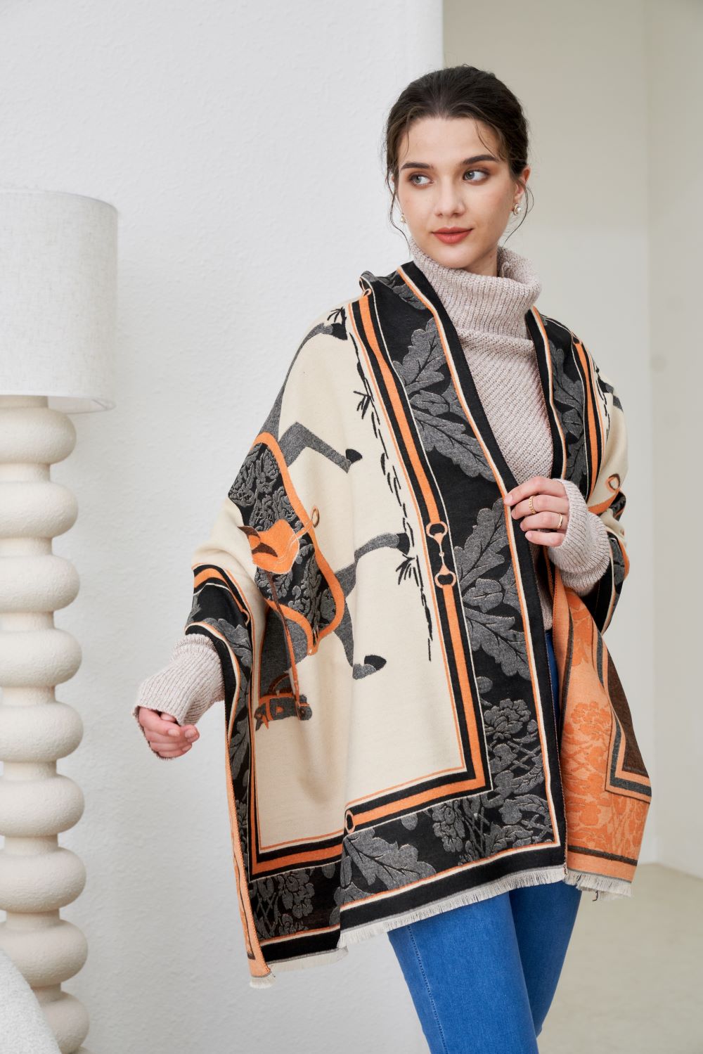 AWST Int'l Baroque Horses Acrylic Cashmere Scarf