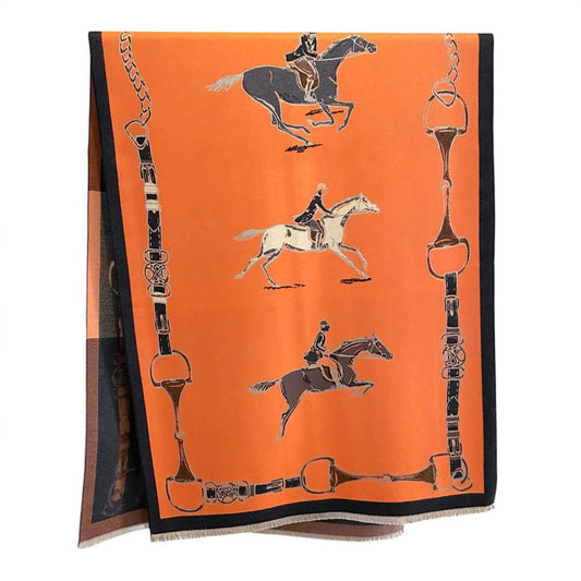 AWST Int'l Hunter Horses Acrylic Cashmere Scarf