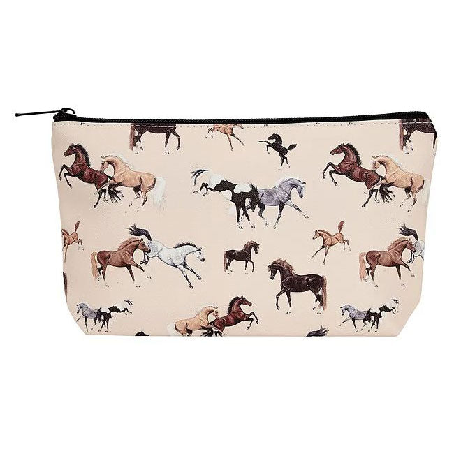 AWST Int'l "Lila" Horses All Over Medium Cosmetic Pouch