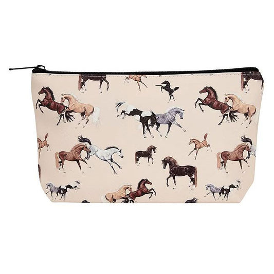 AWST Int'l "Lila" Horses All Over Medium Cosmetic Pouch