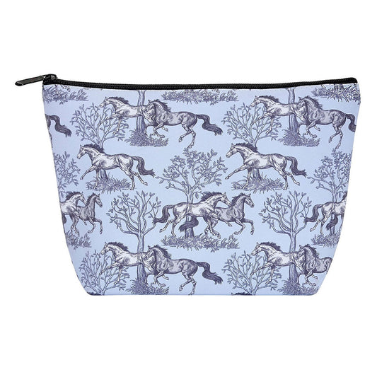 AWST Int'l "Lila" Blue Toile Large Cosmetic Pouch