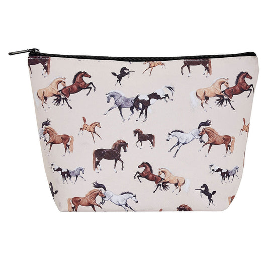 AWST Int'l "Lila" Horses All Over Large Cosmetic Pouch