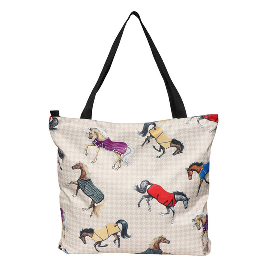 AWST Int'l Lila Horses in Blankets Tote Bag