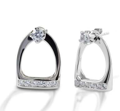 AWST Int'l Sterling Silver & CZ Stirrup Earrings