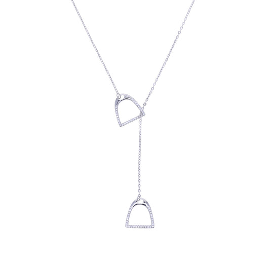 AWST Int'l Lariat Silver Plated Stirrup Necklace - JPC Equestrian.com