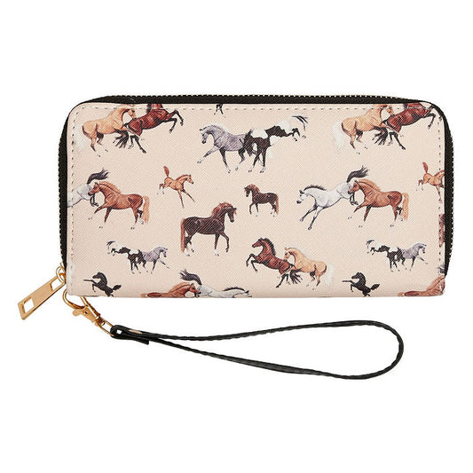 AWST Int'l "Lila" Horses All Over Clutch Wallet