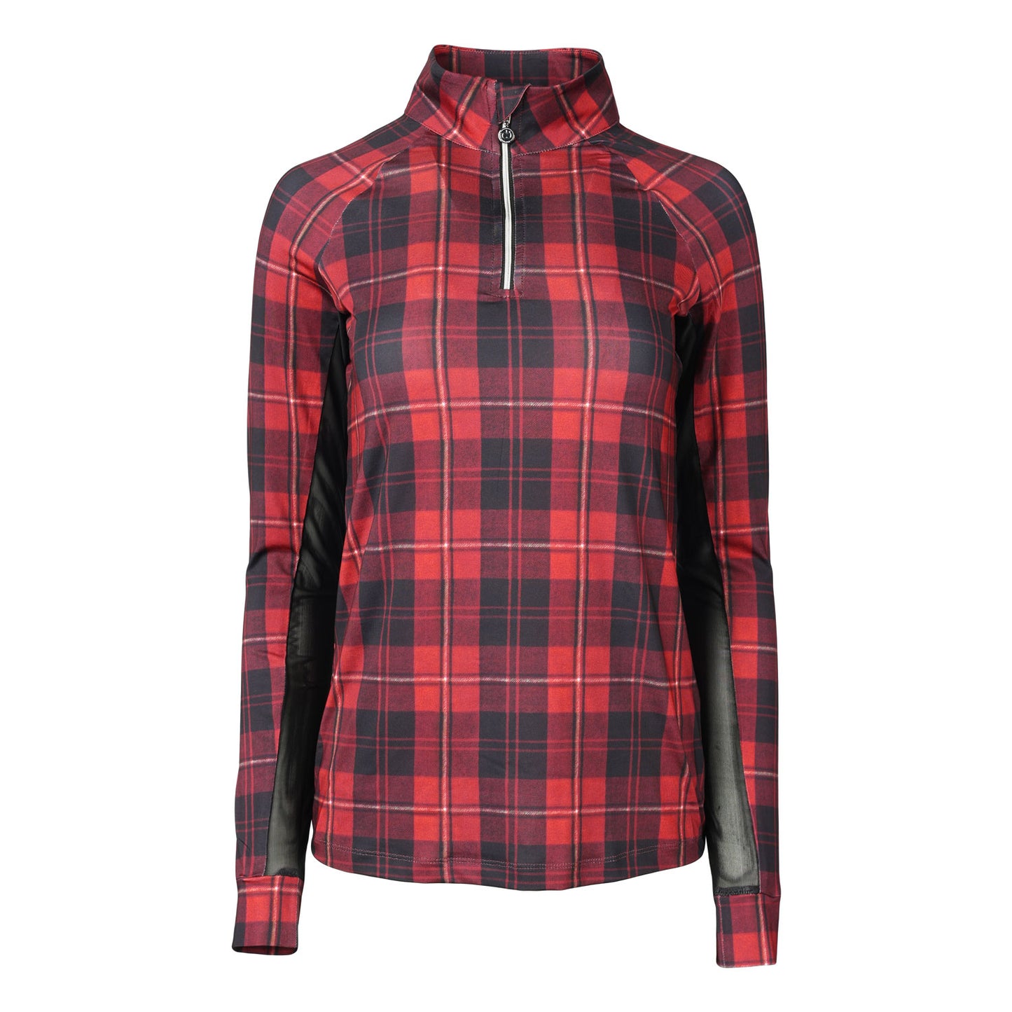 Dapplebay Holiday Plaid 1/4 Zip Light Riding Top-RED-JPC Equestrian.com