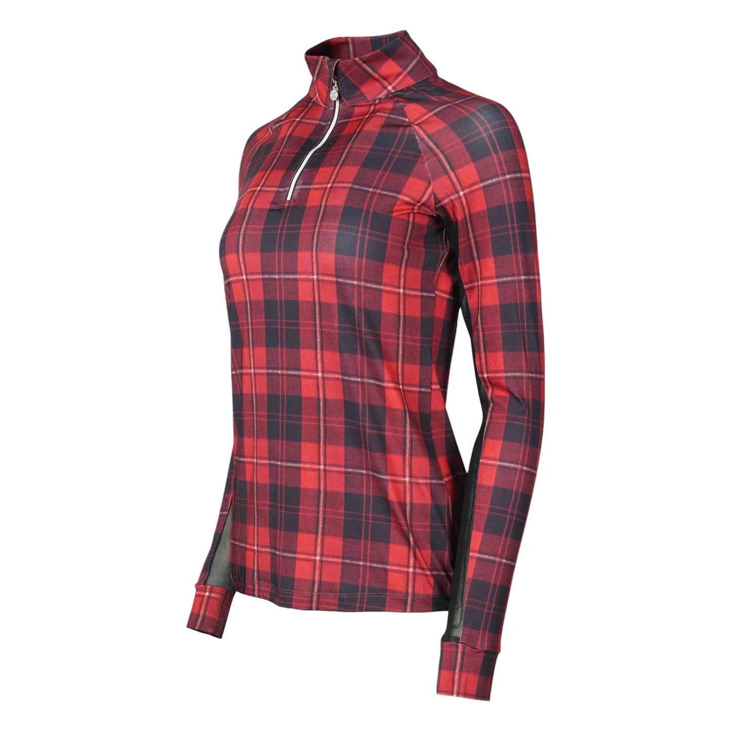 Dapplebay Holiday Plaid 1/4 Zip Light Riding Top-RED-JPC Equestrian.com