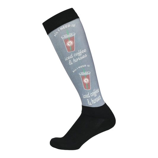 Dapplebay  Slick Boot Socks-Iced Coffee & Horses