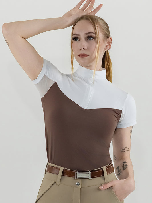 Dapplebay Lady 1/4 Zip SS Show Top-Chocolate