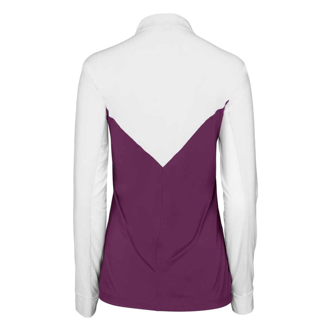 Dapplebay Lady 1/4 Zip Show Top-White/Plum