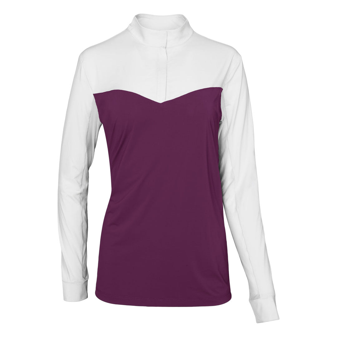 Dapplebay Lady 1/4 Zip Show Top-White/Plum
