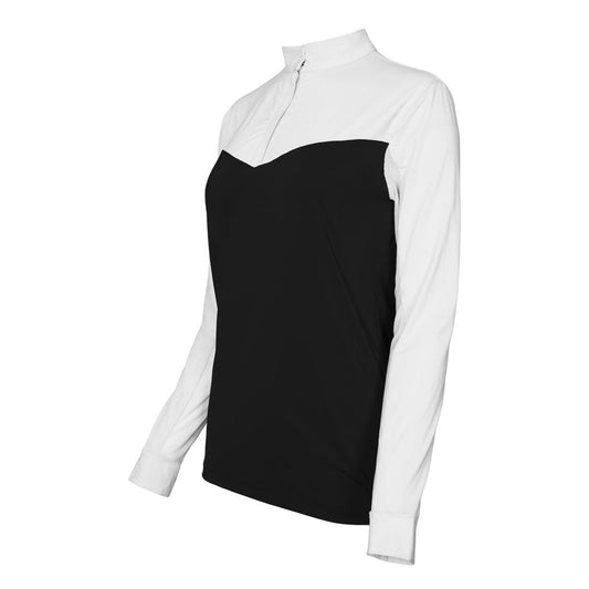 Dapplebay Lady 1/4 Zip Show Top-White/Black