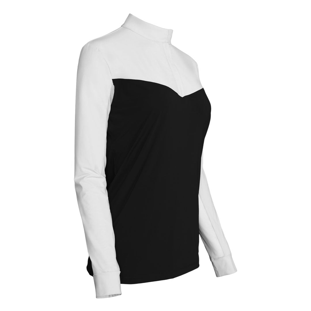Dapplebay Lady 1/4 Zip Show Top-White/Black