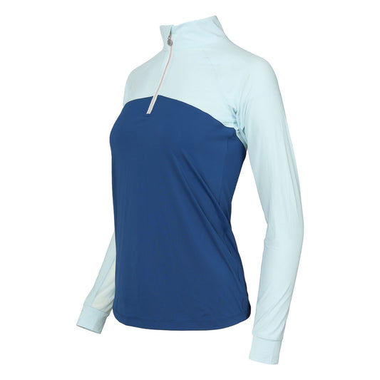 Dapplebay Lady 1/4 Zip Riding Top-Light Blue/Navy