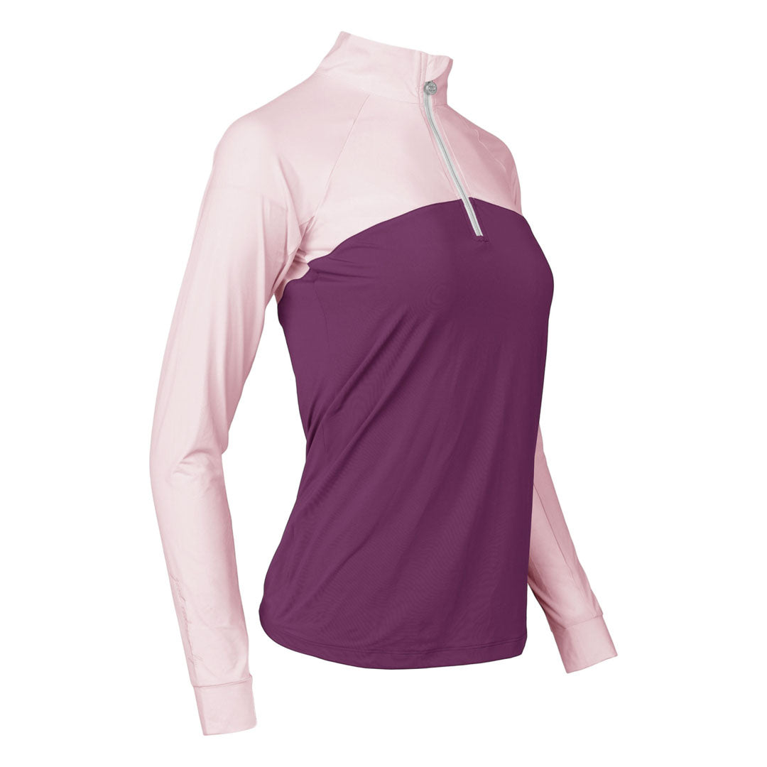 Dapplebay Lady 1/4 Zip Riding Top-Light Pink/Plum