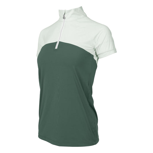 Dapplebay Lady 1/4 Zip Riding Top - Short Sleeve-Light Teal/Evergreen