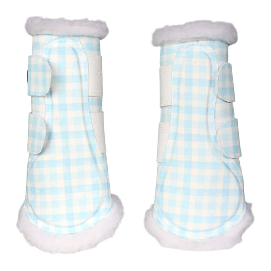 Dapplebay Gingham Brush Boots-Blue/White