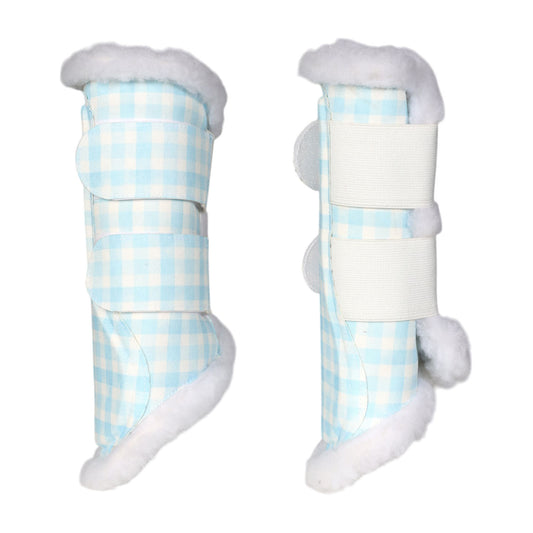 Dapplebay Gingham Brush Boots-Blue/White