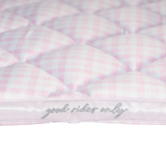 Dapplebay Gingham Jump Saddle Pad-Pink/White