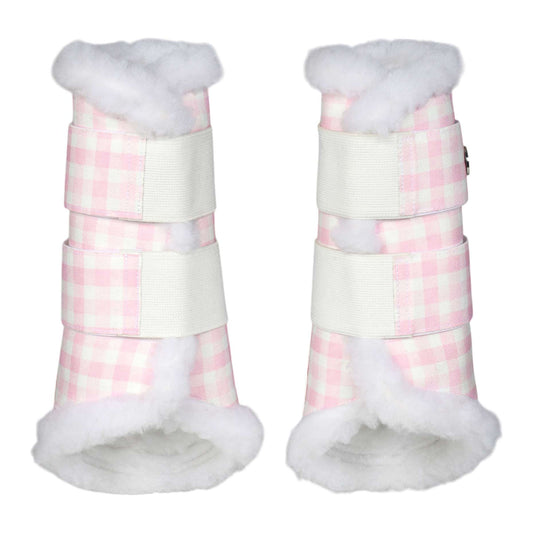 Dapplebay Gingham Brush Boots-Pink/White
