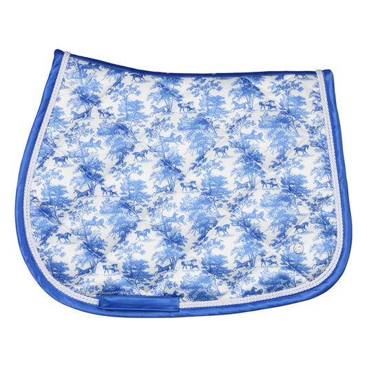 Dapplebay Equestrian Toile Jump Saddle Pad-Blue/White