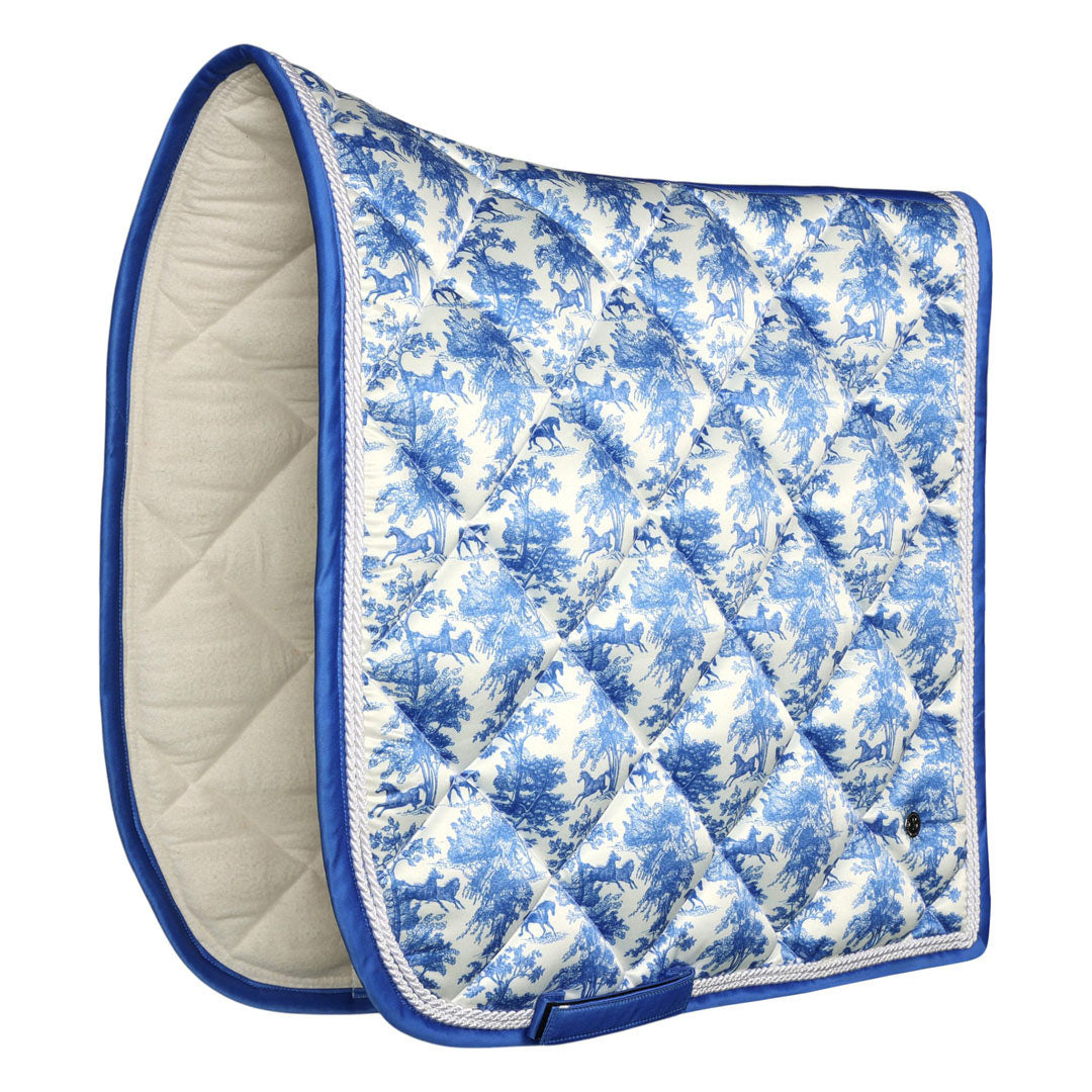 Dapplebay Equestrian Toile Dressage Saddle Pad-Blue/White