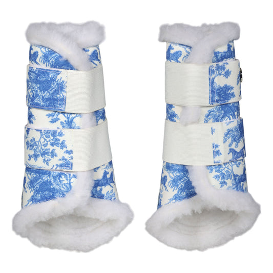 Dapplebay Equestrian Toile Brush Boots-Blue/White