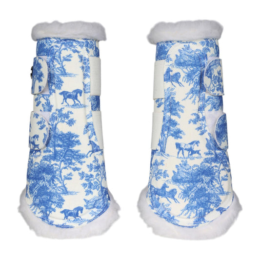 Dapplebay Equestrian Toile Brush Boots-Blue/White
