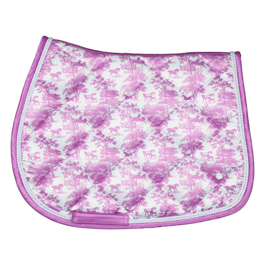 Dapplebay Equestrian Toile Pony Saddle Pad-Rose/White