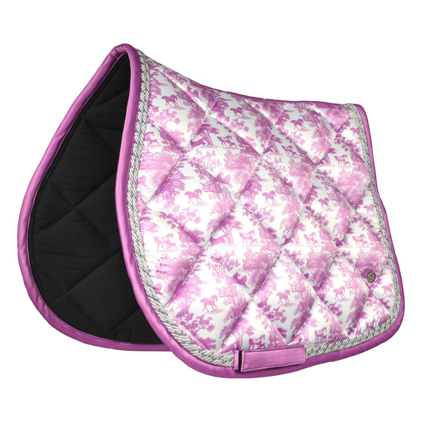 Dapplebay Equestrian Toile Pony Saddle Pad-Rose/White