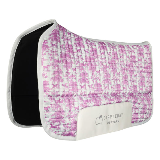 Dapplebay Equestrian Toile Western Saddle Pad-Rose/White
