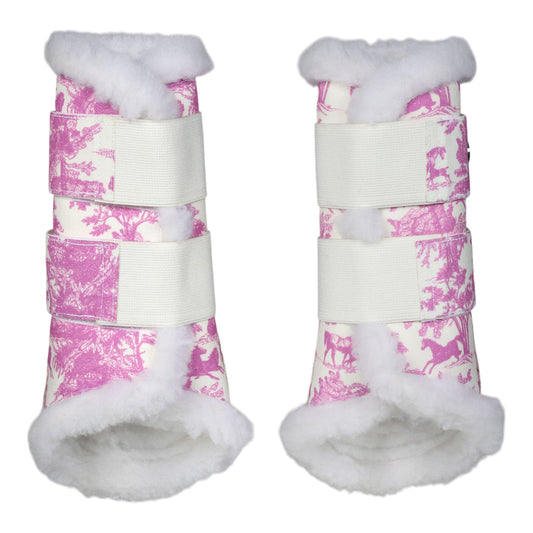 Dapplebay Equestrian Toile Brush Boots-Rose/White